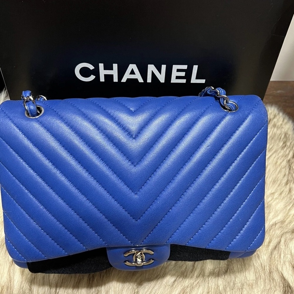 Chanel Royal Blue Chevron Shoulder Bag